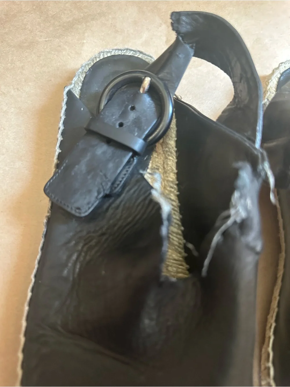 Celine Black Leather Espadrille with Ankle Tie
